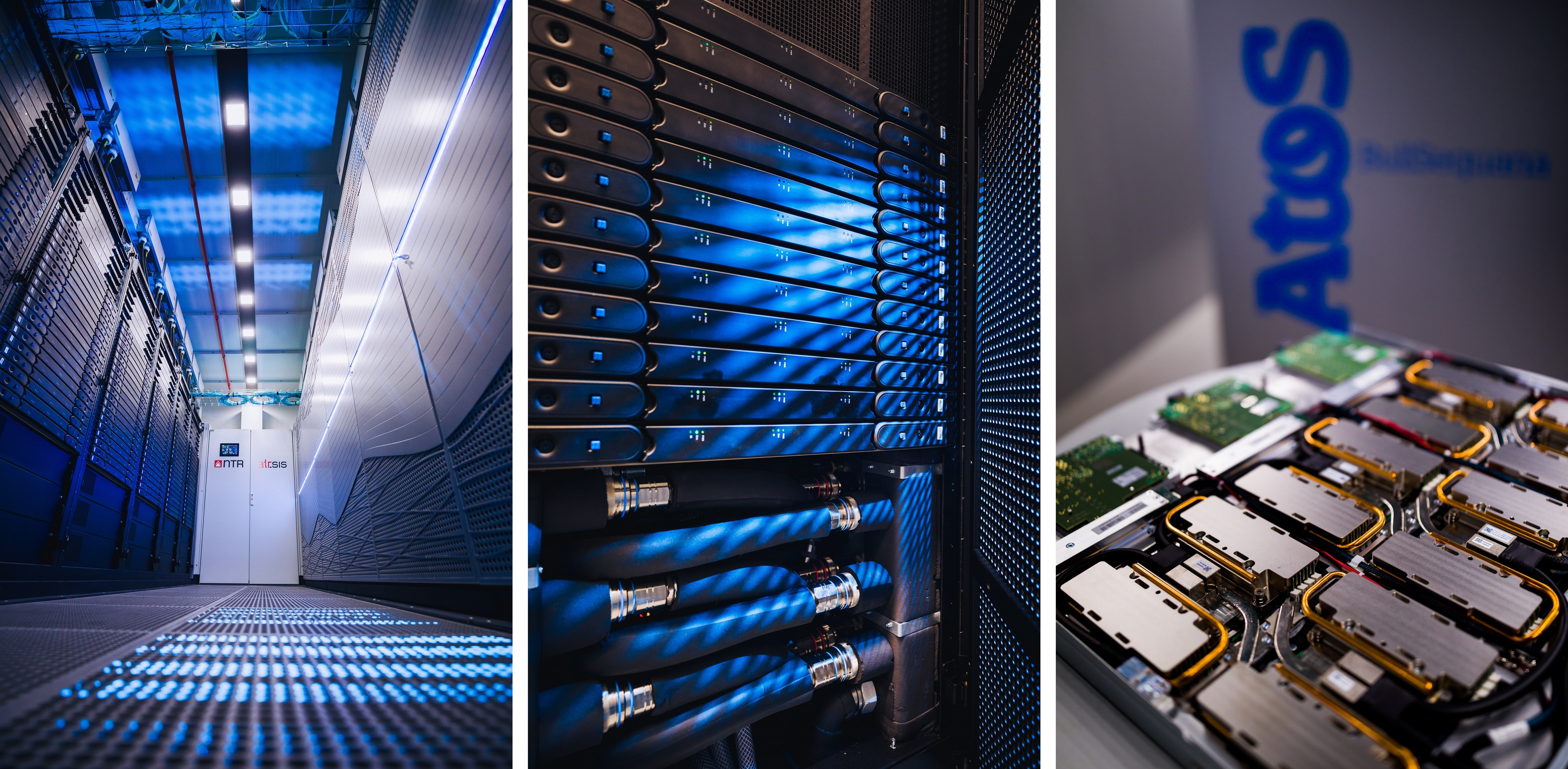 Head and login node (left), compute nodes (center) and data node (right)